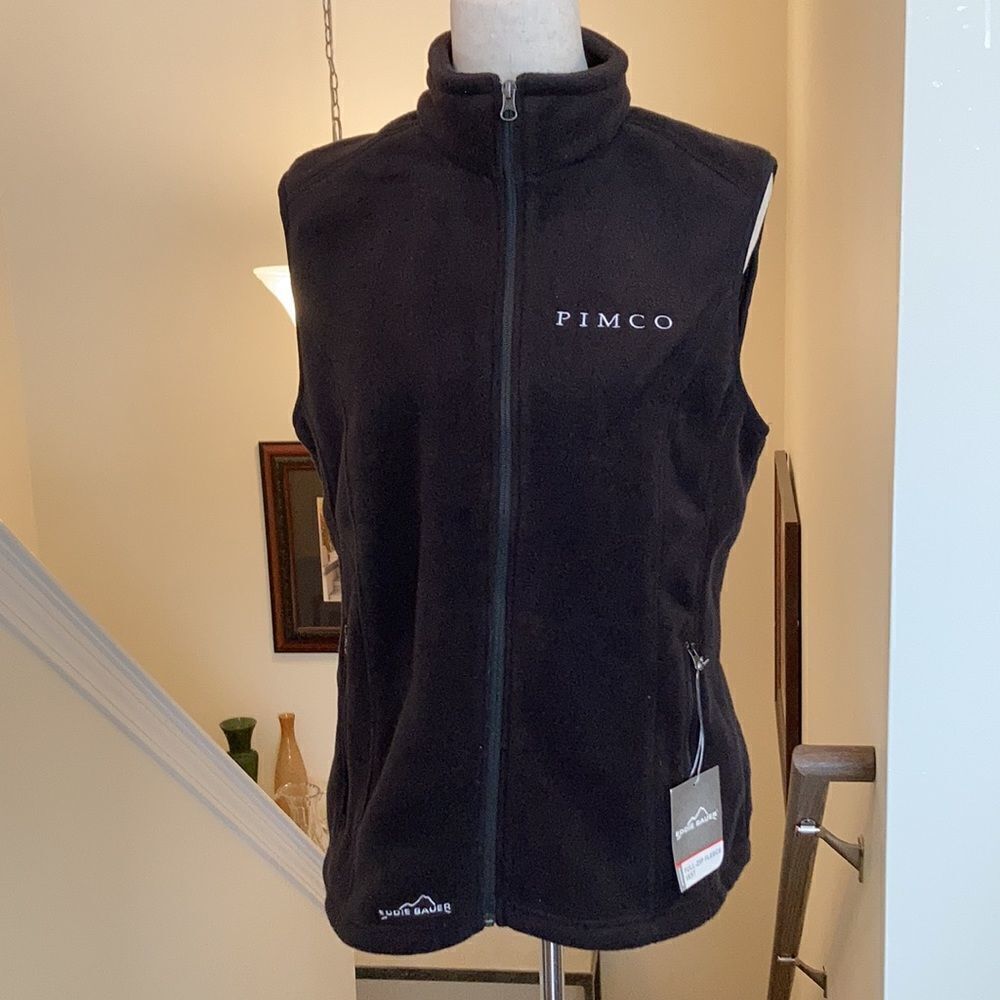 EDDIE BAUER Women’s Full Zip Fleece Vest Black L NWOT